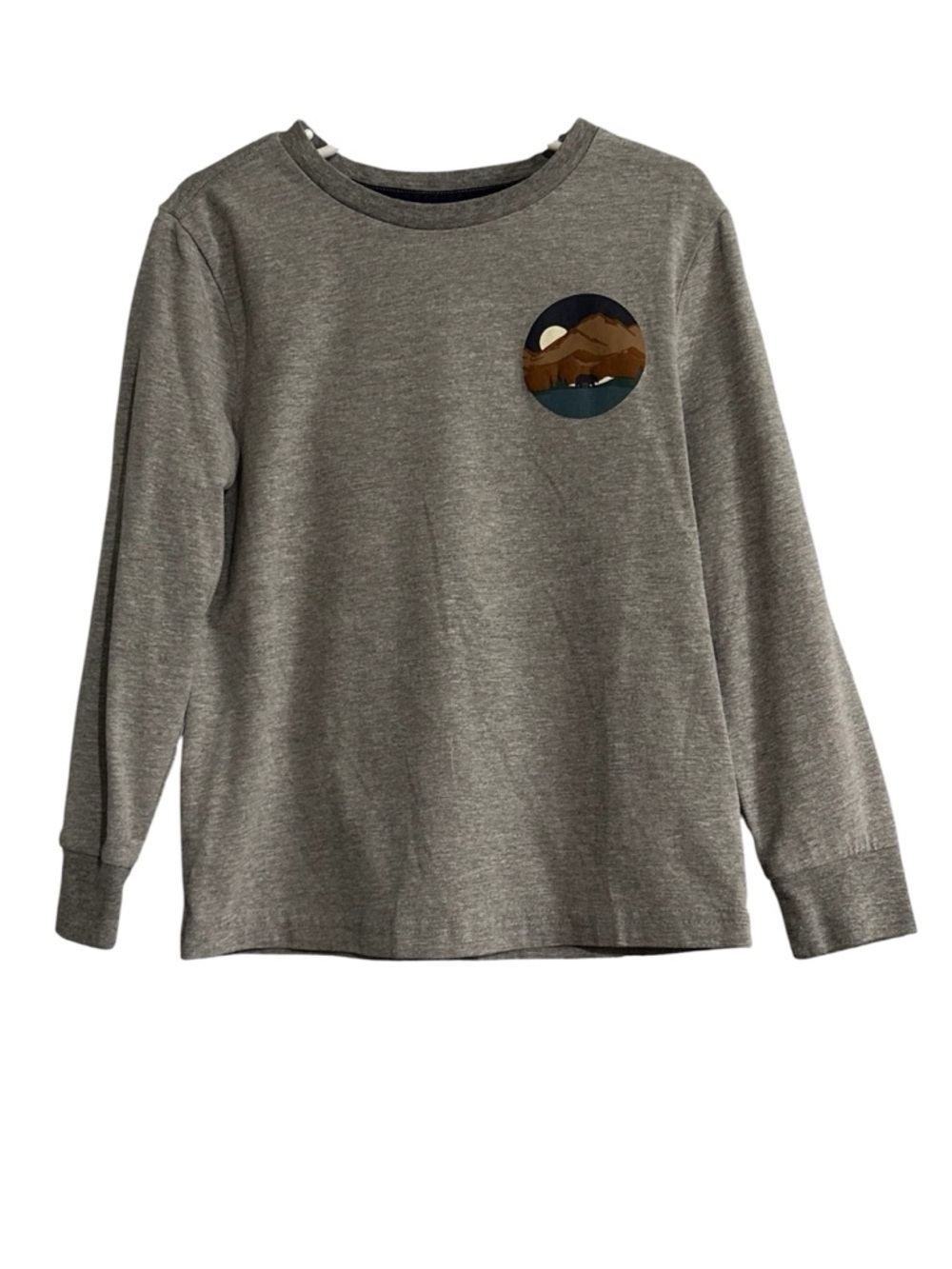 Tommy Bahama Kids Heather Gray Long-Sleeve Tee with Mountain Badge